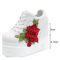 Red Rose Wedge Sneakers