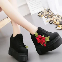 Red Rose Wedge Sneakers