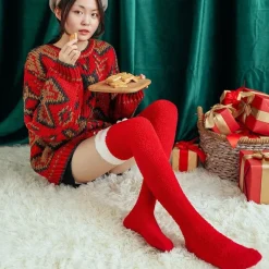 Red Santa Thigh Highs