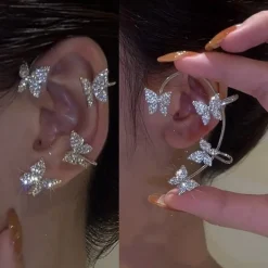 Rhinestone Butterfly Ear Cuffs