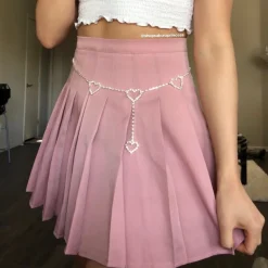 Rhinestone Heart Chain Belt