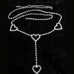 Rhinestone Heart Chain Belt