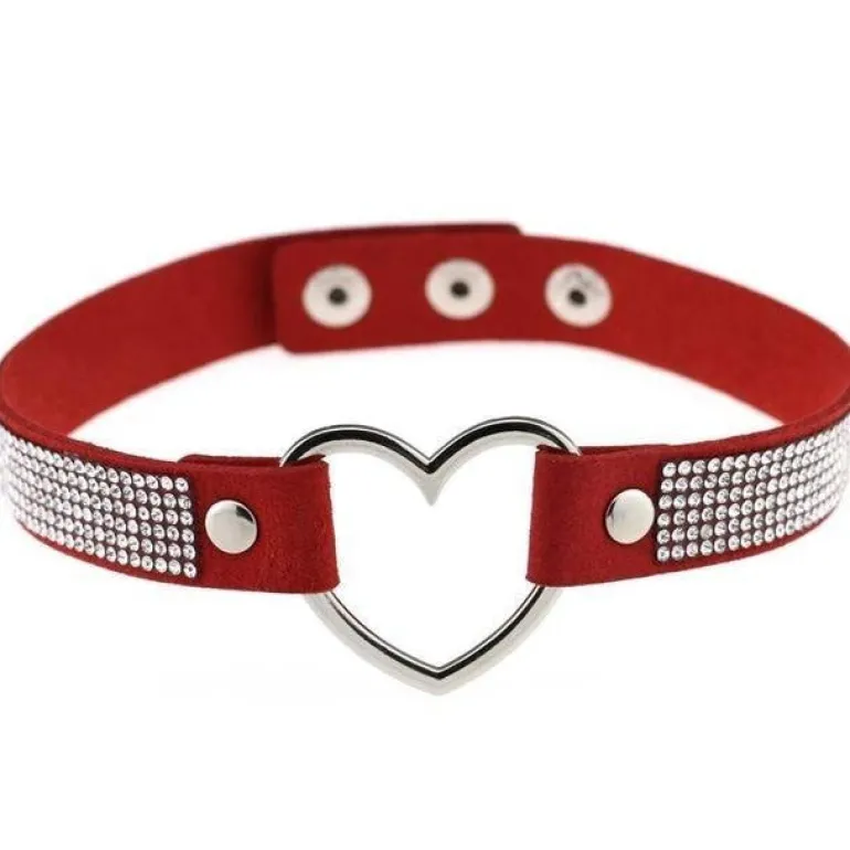 Rhinestone Heart Choker