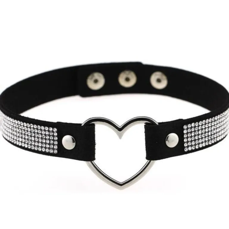 Rhinestone Heart Choker