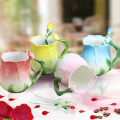 Rose Petal Ceramic Coffee Cup