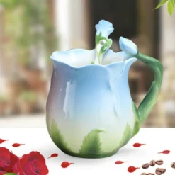 Rose Petal Ceramic Coffee Cup