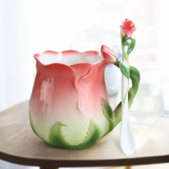 Rose Petal Ceramic Coffee Cup