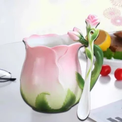 Rose Petal Ceramic Coffee Cup