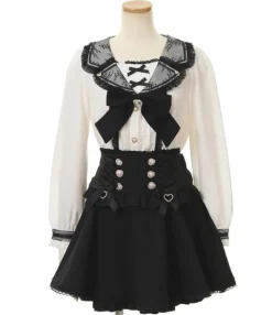 Ruffled Academia Suspender Skirt (Up to 4XL)