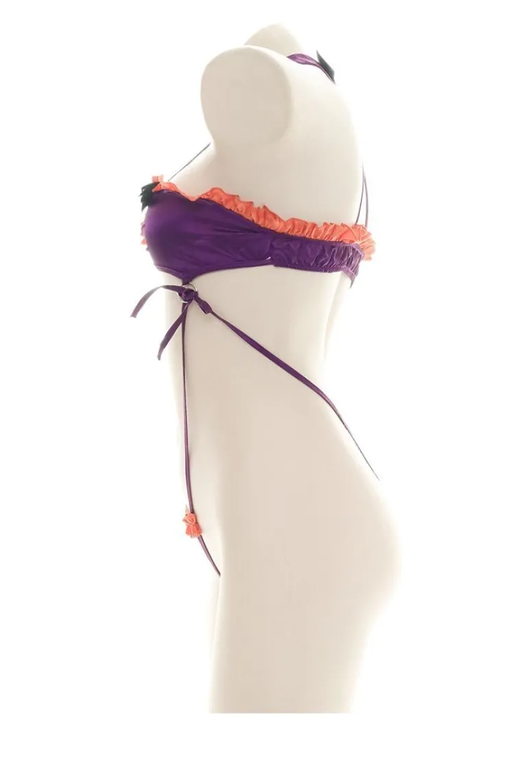 Ruffled Bat Halloween Monokini Set