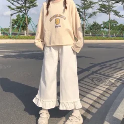 Ruffled Bell Bottom Pants