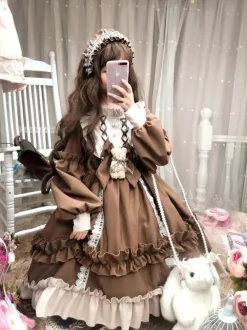 Ruffled Brown Academia Dress