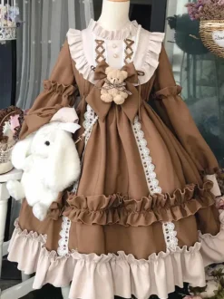 Ruffled Brown Academia Dress