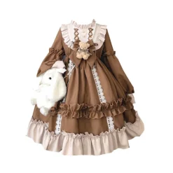 Ruffled Brown Academia Dress
