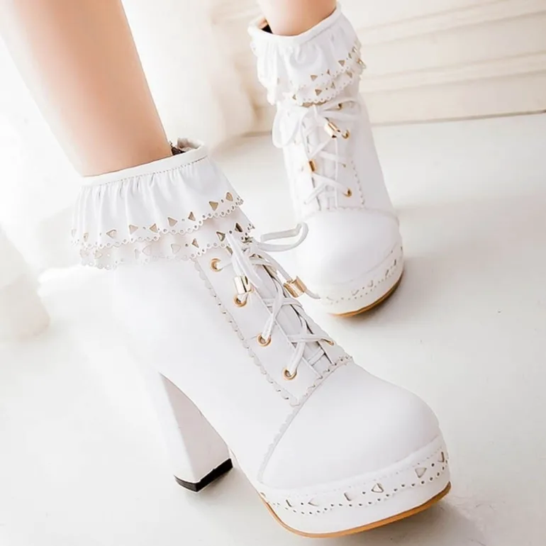 Ruffled Lace Booties