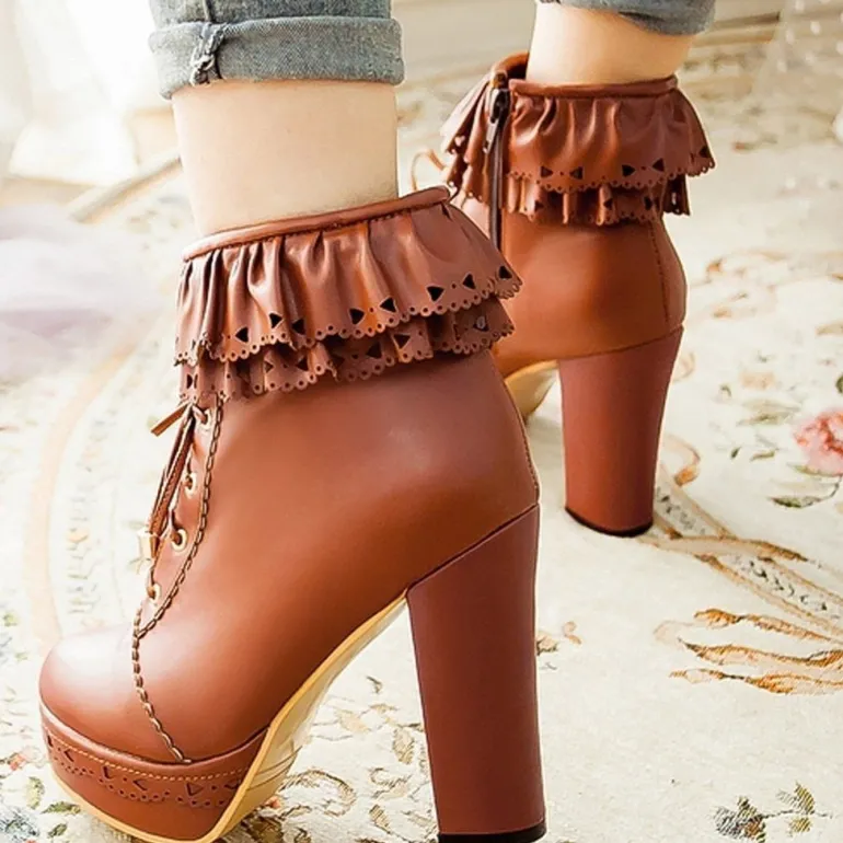 Ruffled Lace Booties