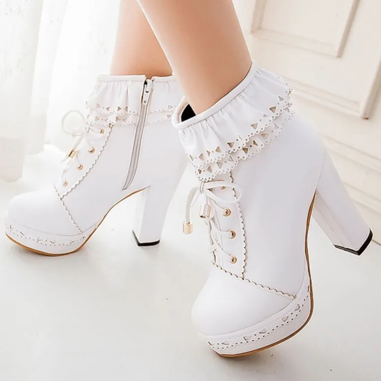 Ruffled Lace Booties
