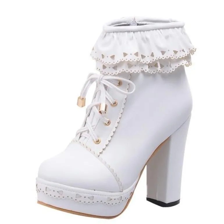 Ruffled Lace Booties
