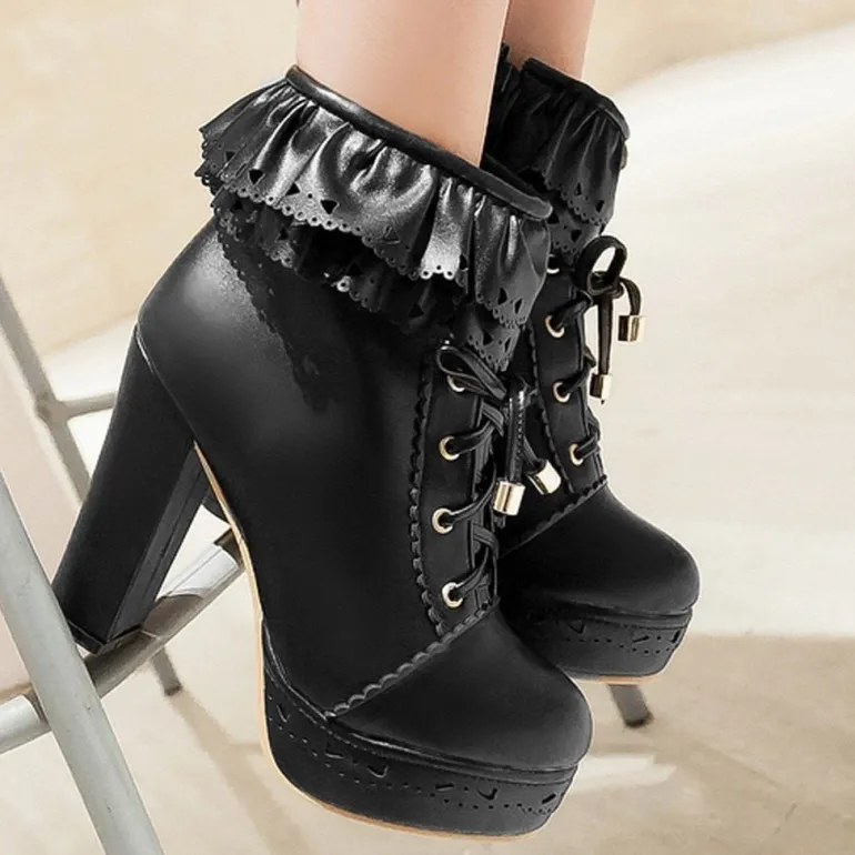 Ruffled Lace Booties
