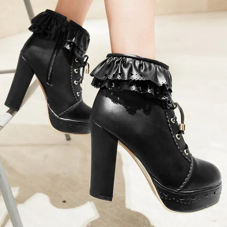 Ruffled Lace Booties