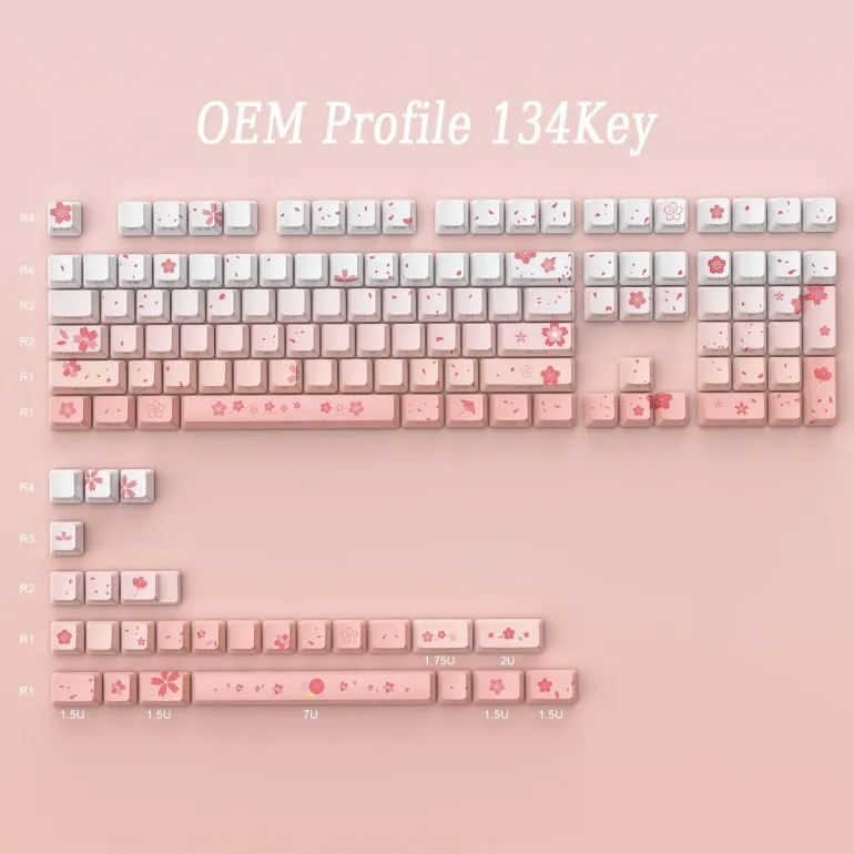 Sakura Blossom Backlit Key Caps Full Set