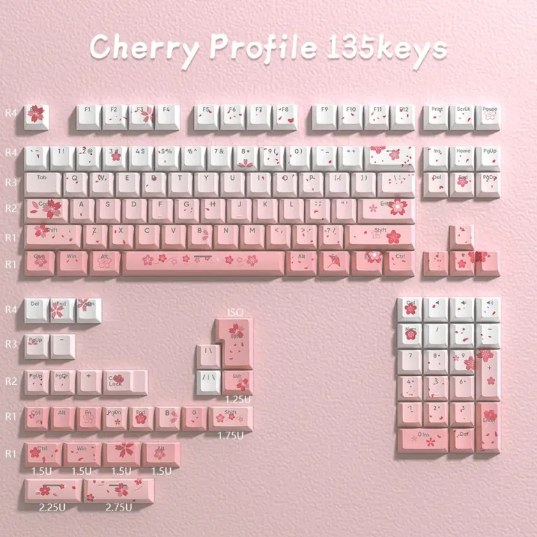 Sakura Blossom Backlit Key Caps Full Set