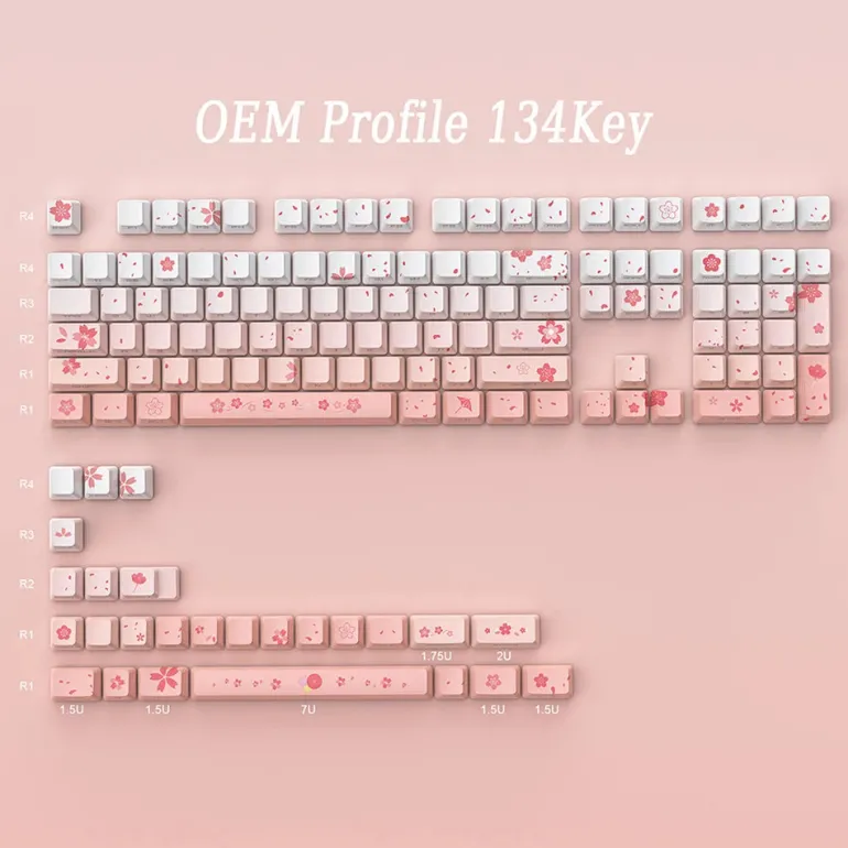 Sakura Blossom Backlit Key Caps Full Set