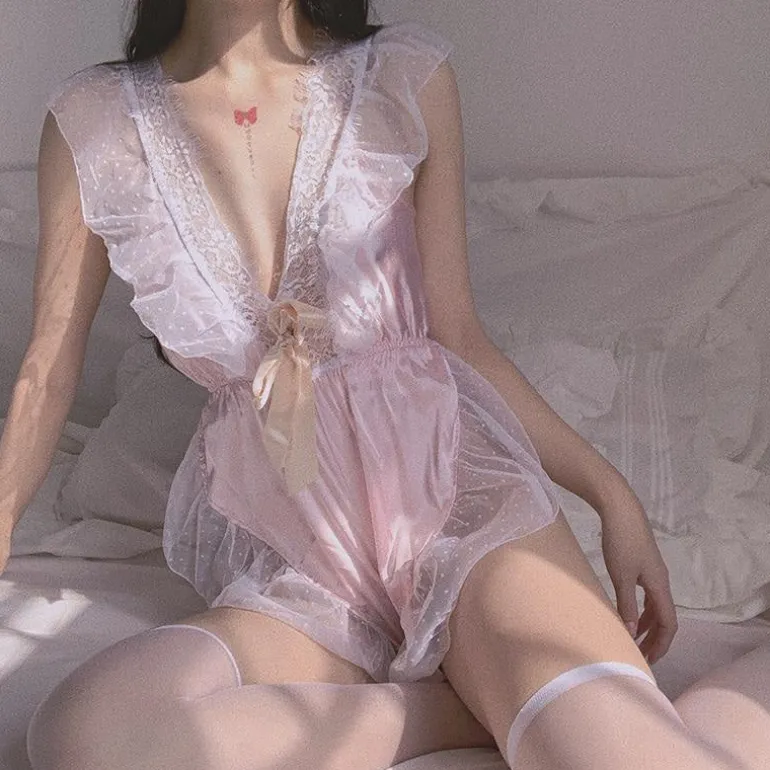Satin Babydoll Lingerie Set