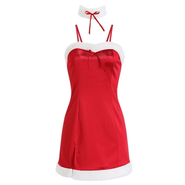 Satin Santa Slip Dress
