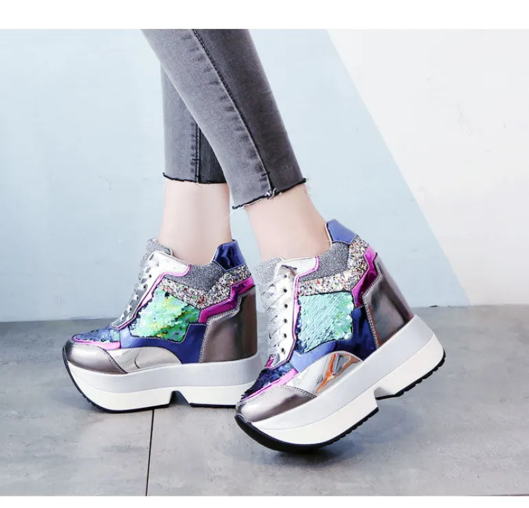 Sequin Platform Sneakers
