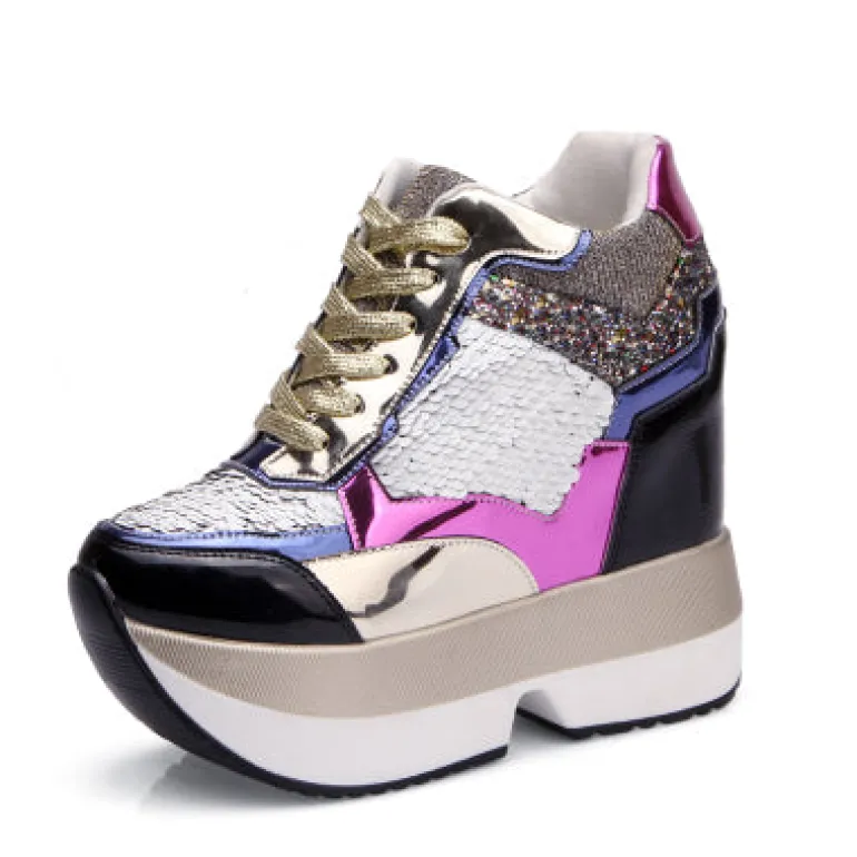 Sequin Platform Sneakers