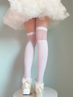 Sheer Ribbon Nylon Thigh Highs