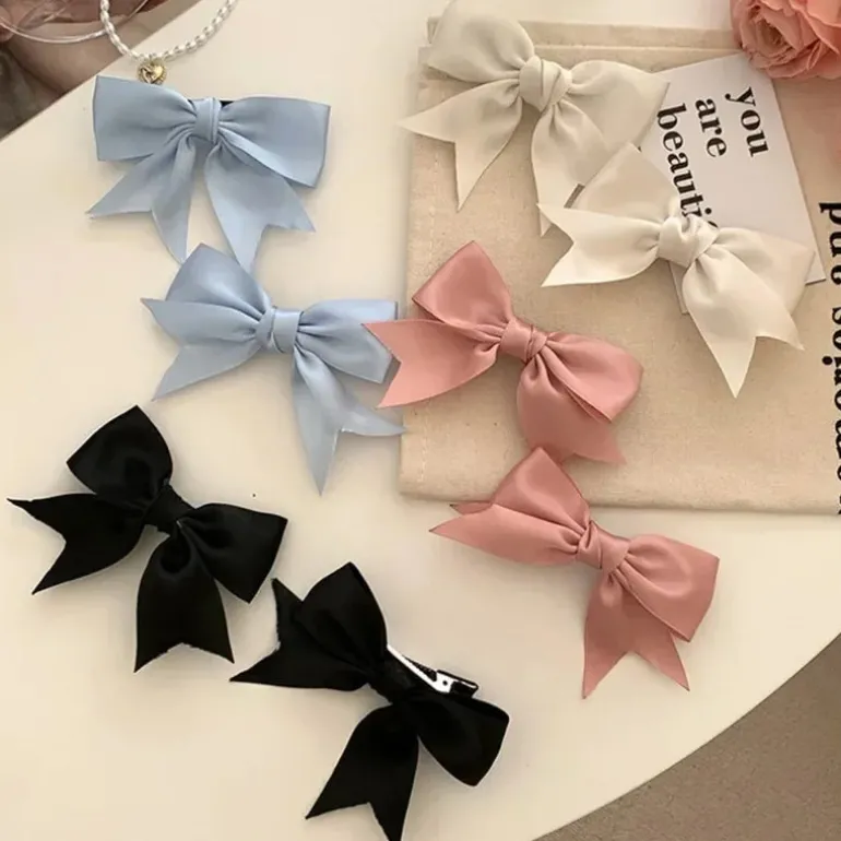 Silk Ribbon Bow Hair Clips