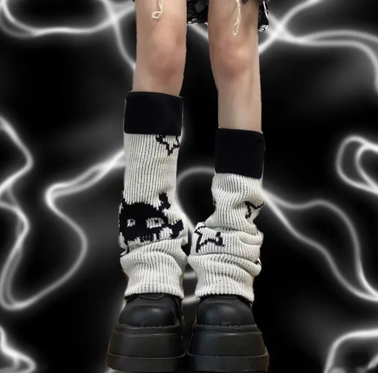 Skull & Star Goth Leg Warmers