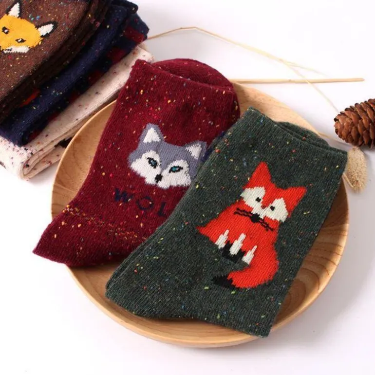 Snowy Little Fox Socks
