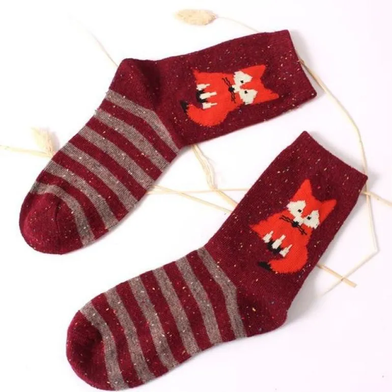 Snowy Little Fox Socks