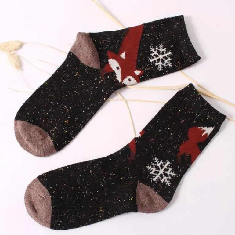 Snowy Little Fox Socks