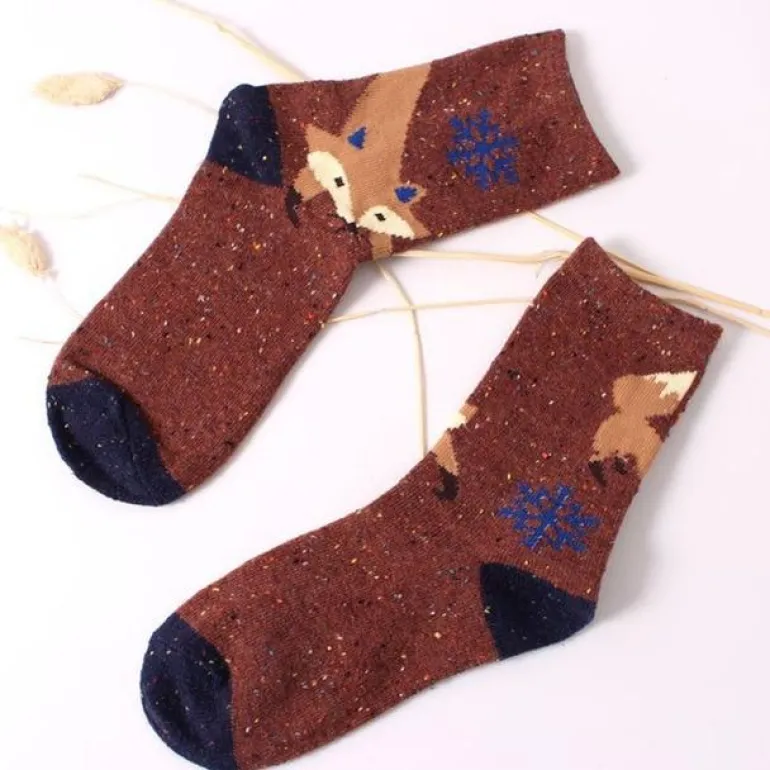 Snowy Little Fox Socks
