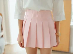Solid Color Pleated Skirt