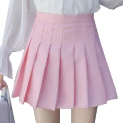 Solid Color Pleated Skirt