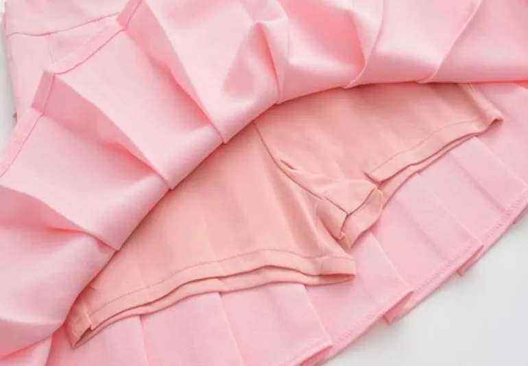 Solid Color Pleated Skirt