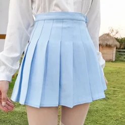 Solid Color Pleated Skirt