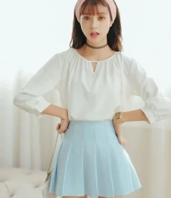 Solid Color Pleated Skirt