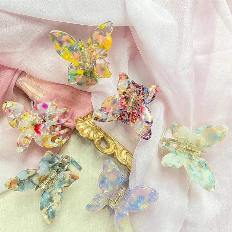 Speckled Butterfly Acrylic Hair Clips
