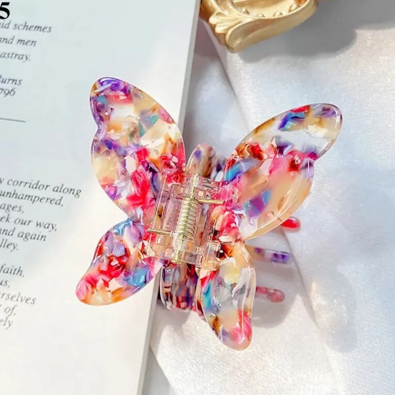 Speckled Butterfly Acrylic Hair Clips