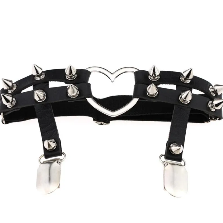 Spiked Heart Garter Belt