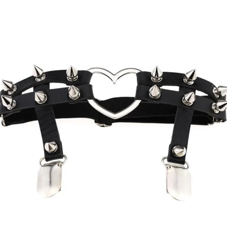 Spiked Heart Garter Belt