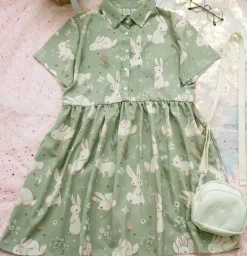 Spring Bunny School Girl Dress