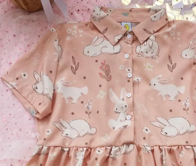 Spring Bunny School Girl Dress