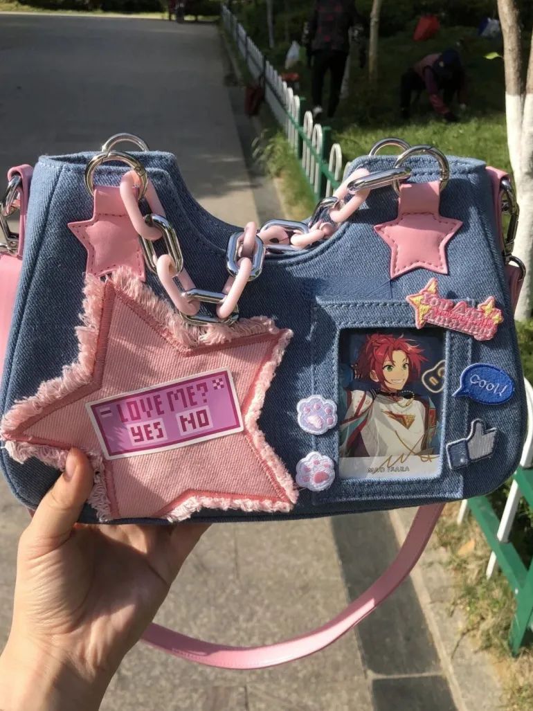 Starry Denim Shoulder Handbag